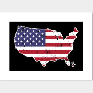 Flag Merica 4th of July Shirt Patriotic Map of America Posters and Art